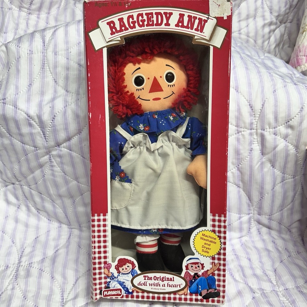 Playskool Raggedy Ann w/Dress & Apron 1987, 1989 In Original Box